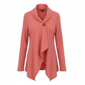 Bobbieu Petite Coral Asymmetrical Cardigan Jacket Boho Minimalist Layer